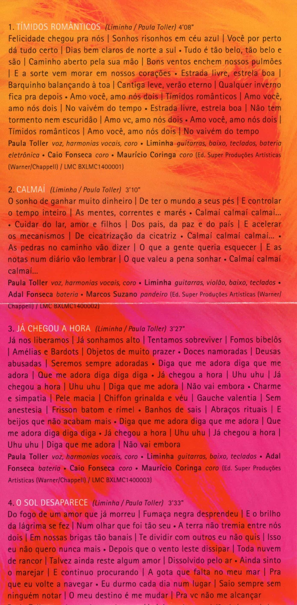 Paula Toller - Transbordada – encarte
