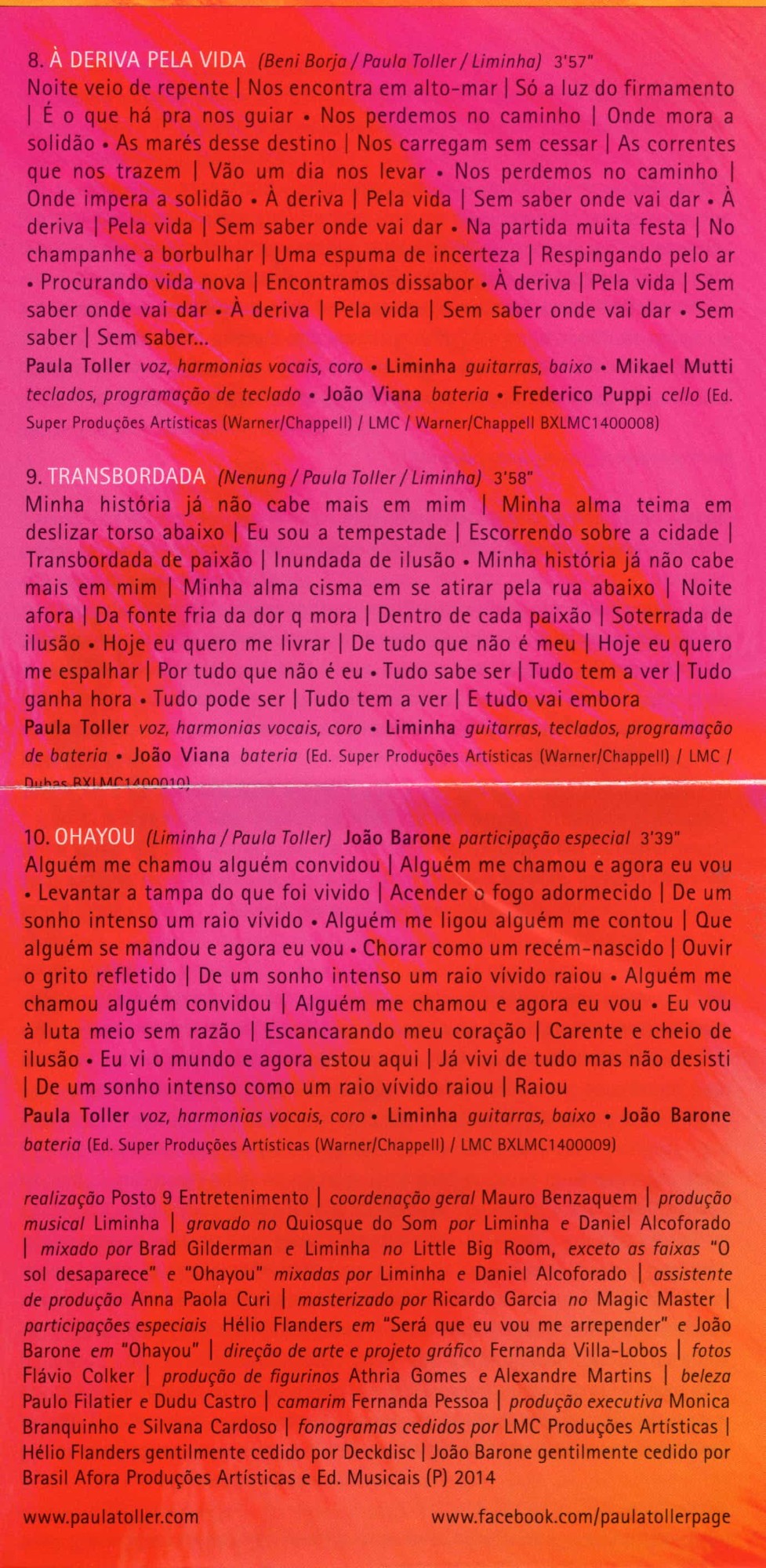 Paula Toller - Transbordada – encarte