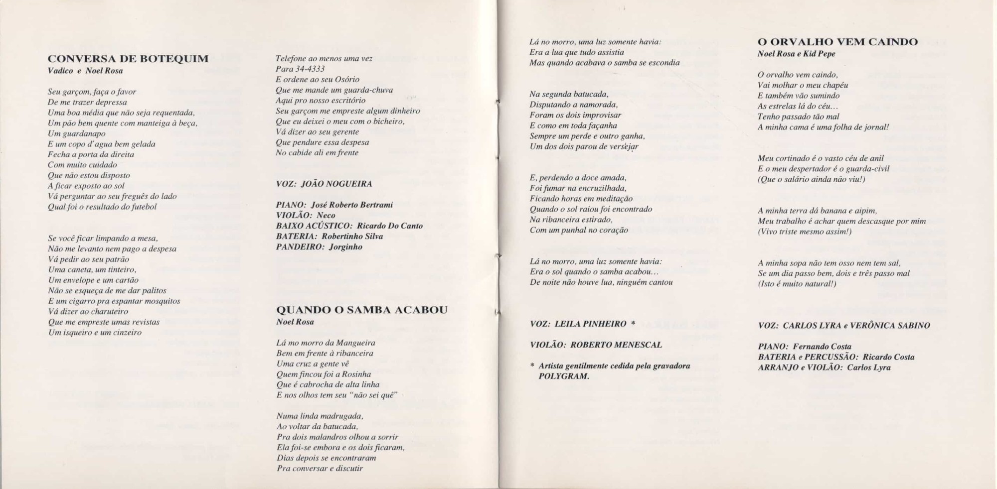 Songbook Noel encarte