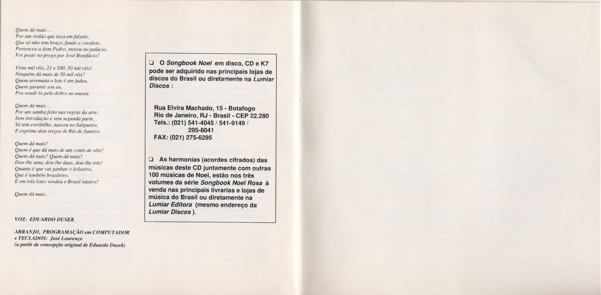 Songbook Noel encarte