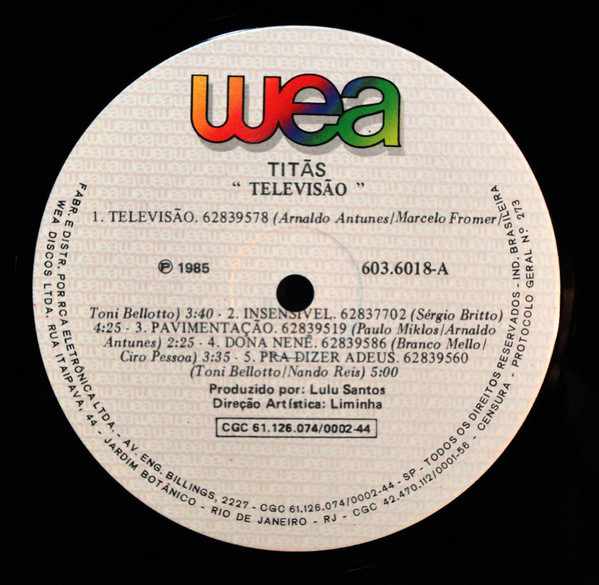 Titãs - Televisão encarte