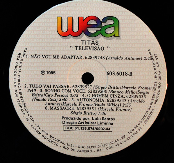 Titãs - Televisão encarte