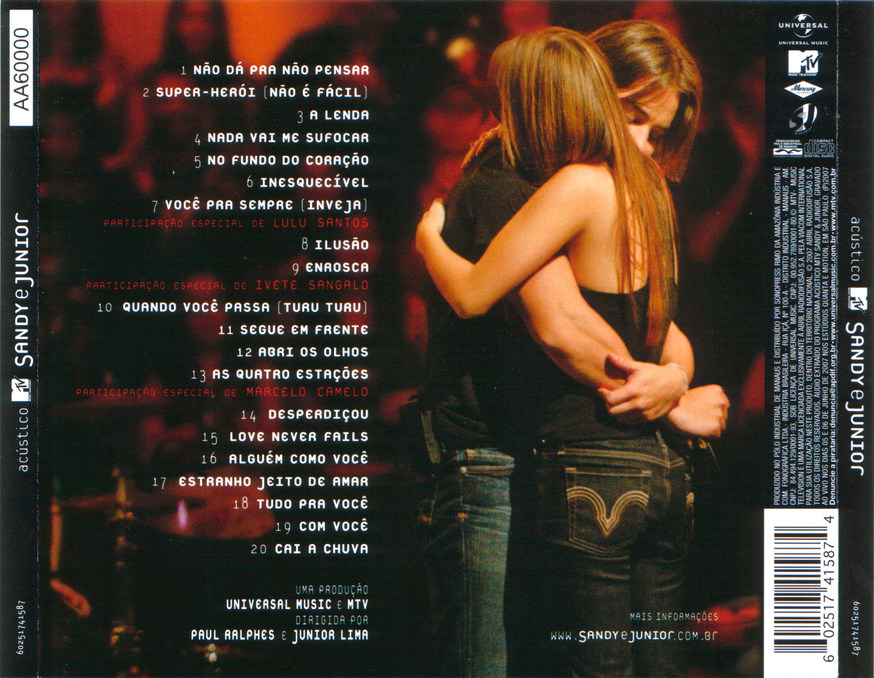 Sandy & Junior - Acústico MTV - Lulu encarte