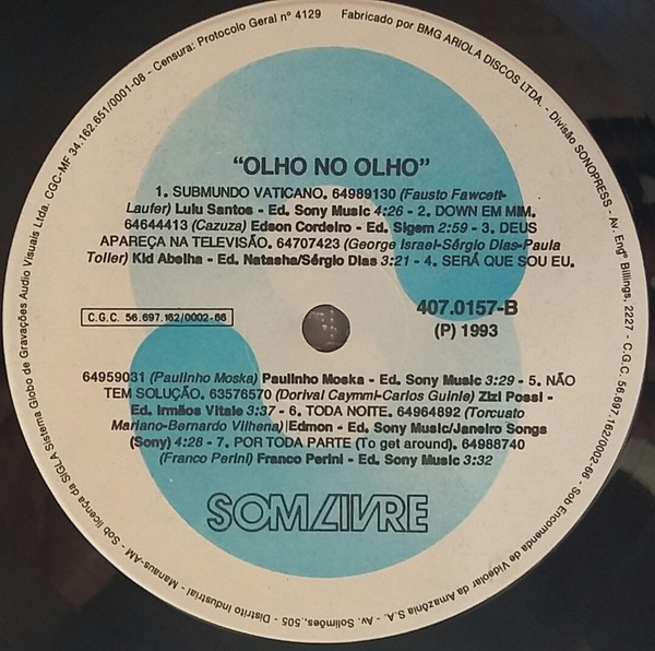 Olho No Olho -  Nacional (Trilha Sonora) encarte