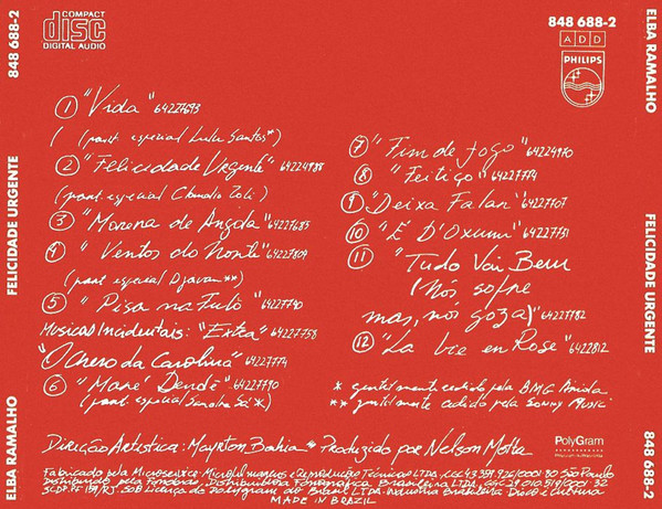 Elba Ramalho - Felicidade Urgente encarte