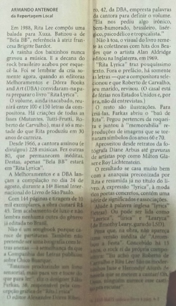 Lançamento Rita Lírica - FOLHA ILUSTRADA (18-07-1996)-1
