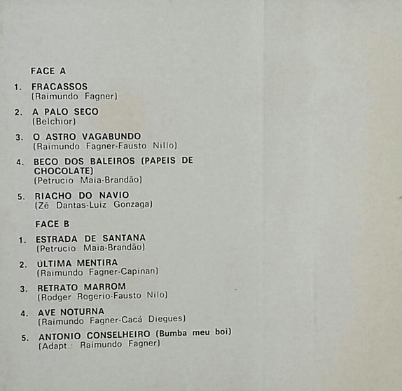 Raimundo Fagner - Ave Noturna encarte