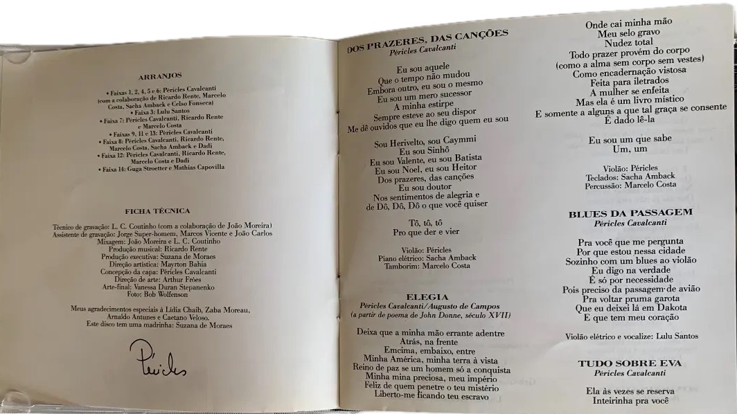 Péricles Cavalcanti - Canções encarte