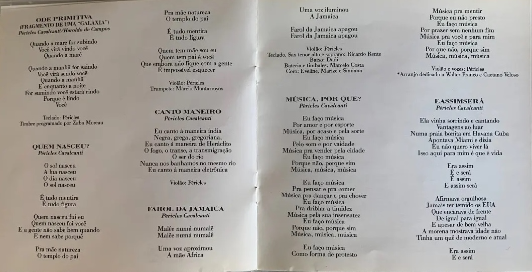 Péricles Cavalcanti - Canções encarte