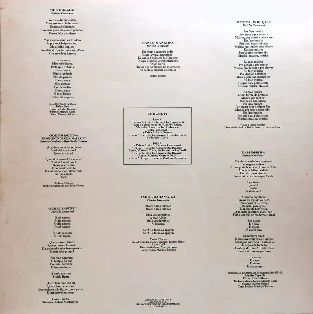 Péricles Cavalcanti - Canções encarte