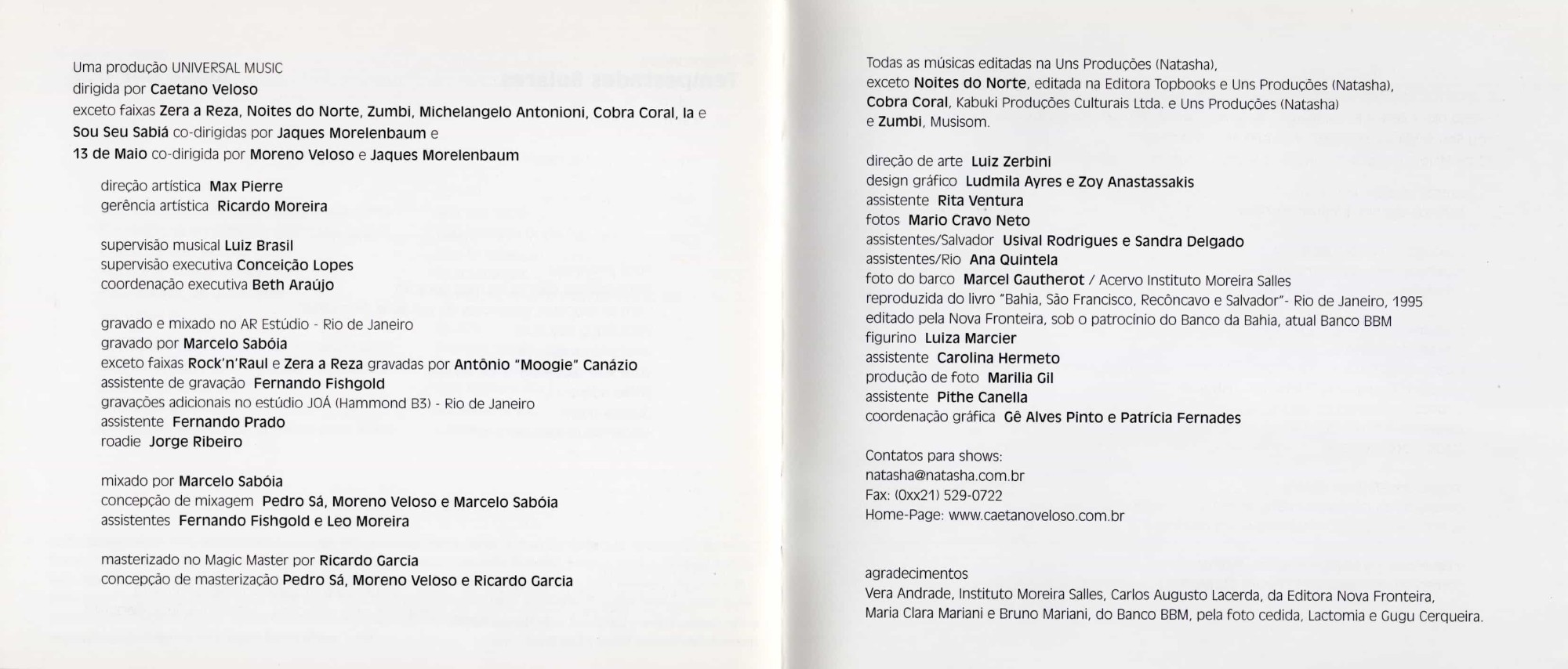 Caetano Veloso - Noites Do Norte encarte
