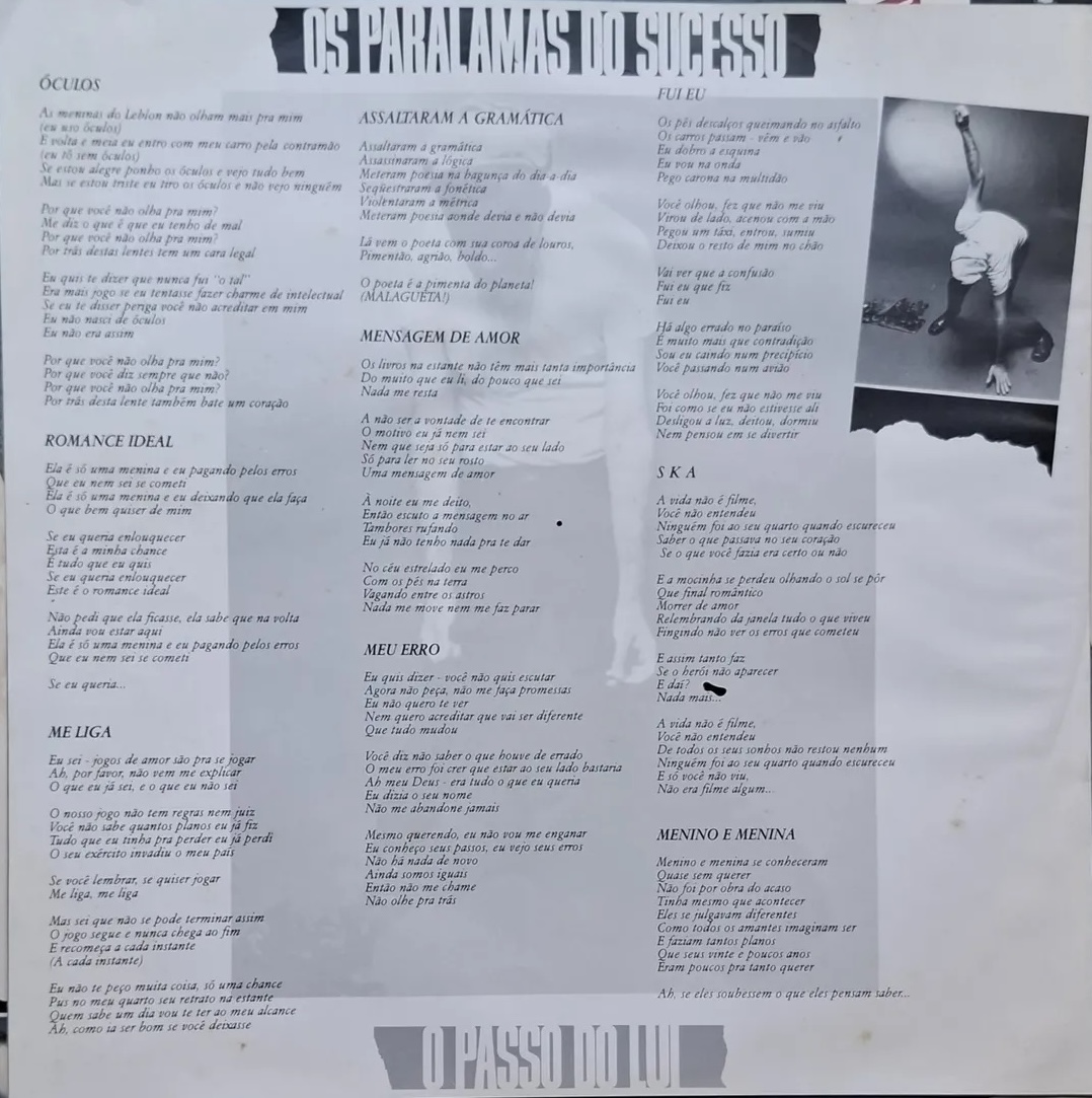 Os Paralamas Do Sucesso - O Passo Do Lui encarte