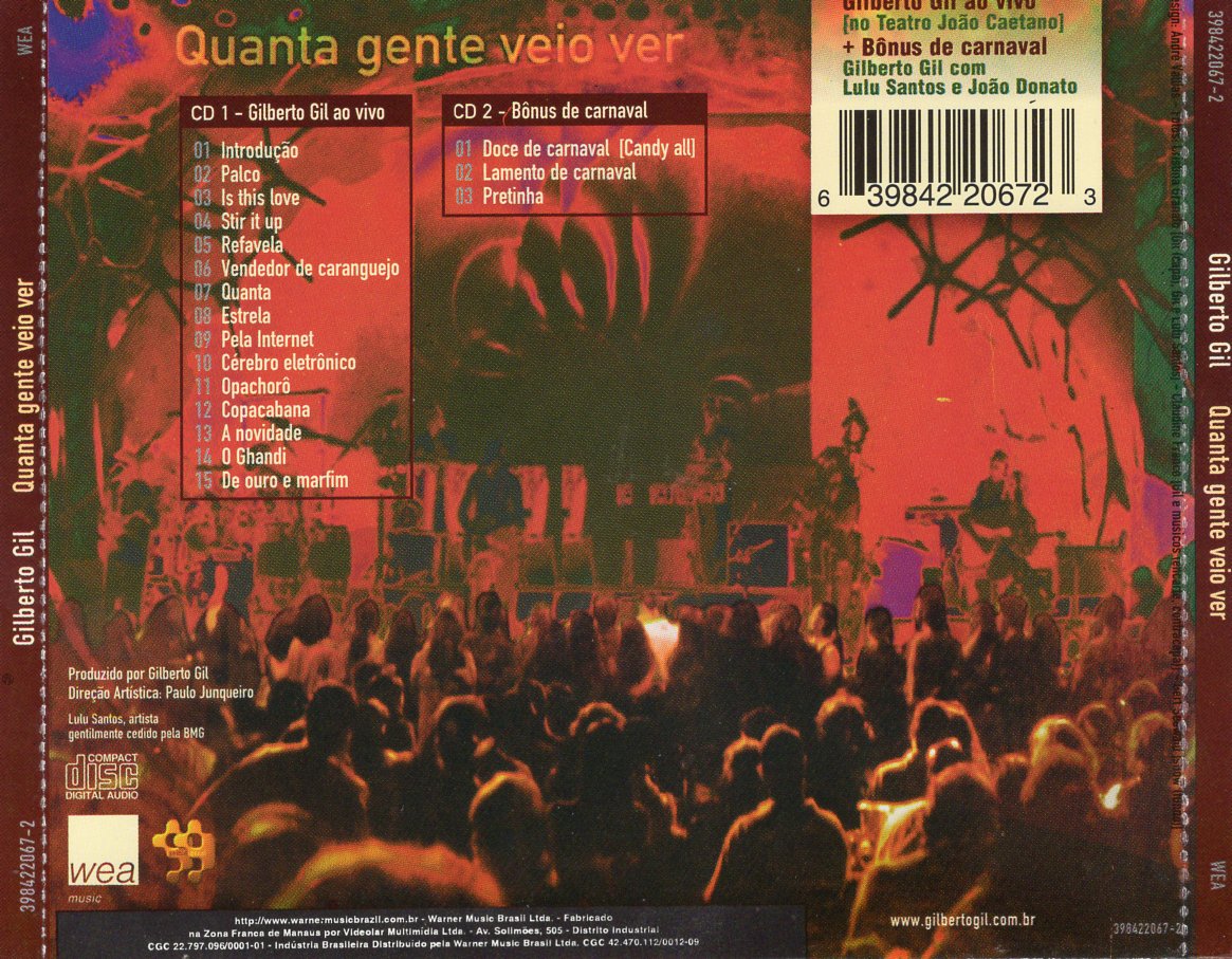Gilberto Gil - Quanta Gente Veio Ver: Ao Vivo encarte