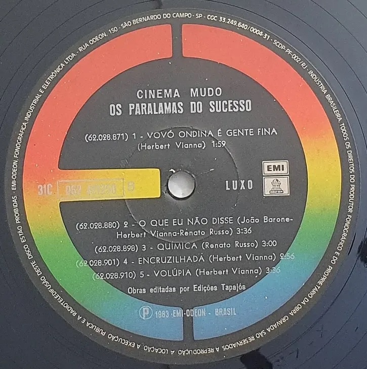 Os Paralamas Do Sucesso - Cinema Mudo encarte