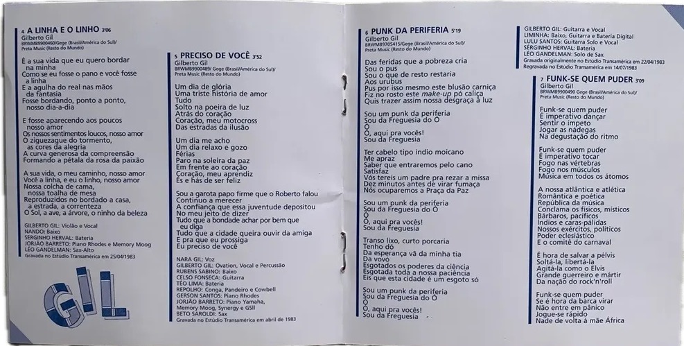 Gilberto Gil - Extra encarte