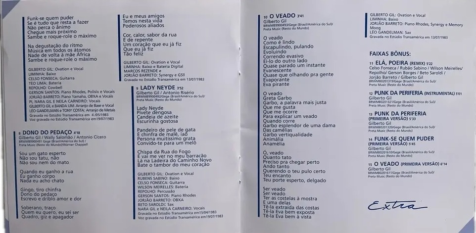 Gilberto Gil - Extra encarte