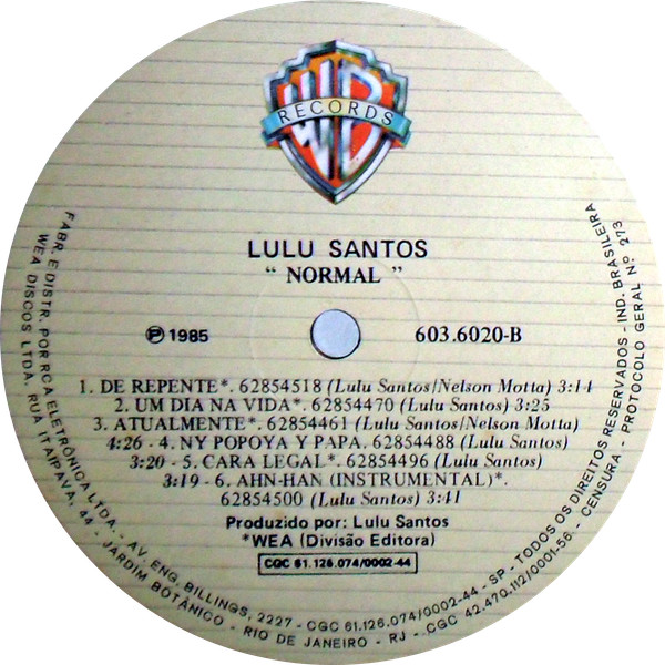 Lulu Santos - Normal encarte