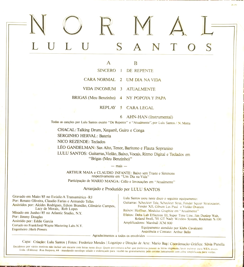 Lulu Santos - Normal encarte