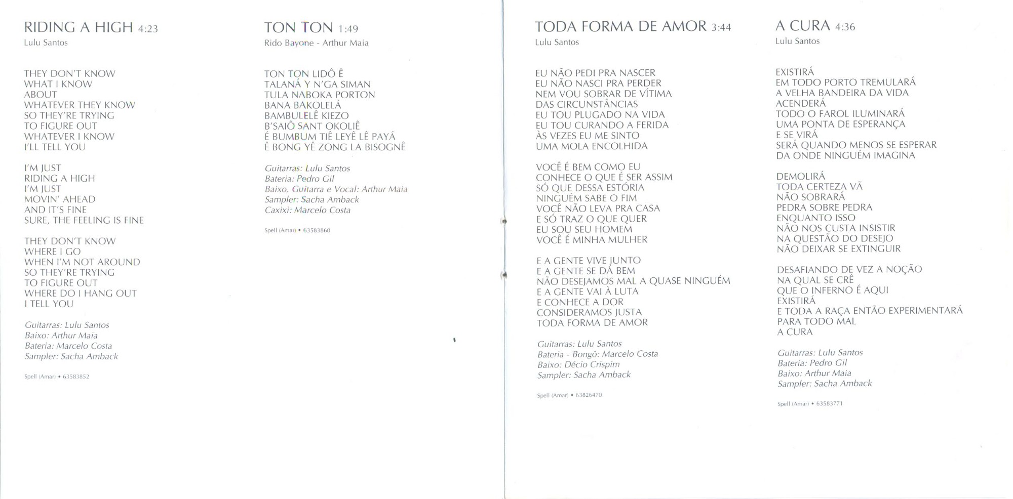 Lulu Santos - Toda Forma De Amor encarte