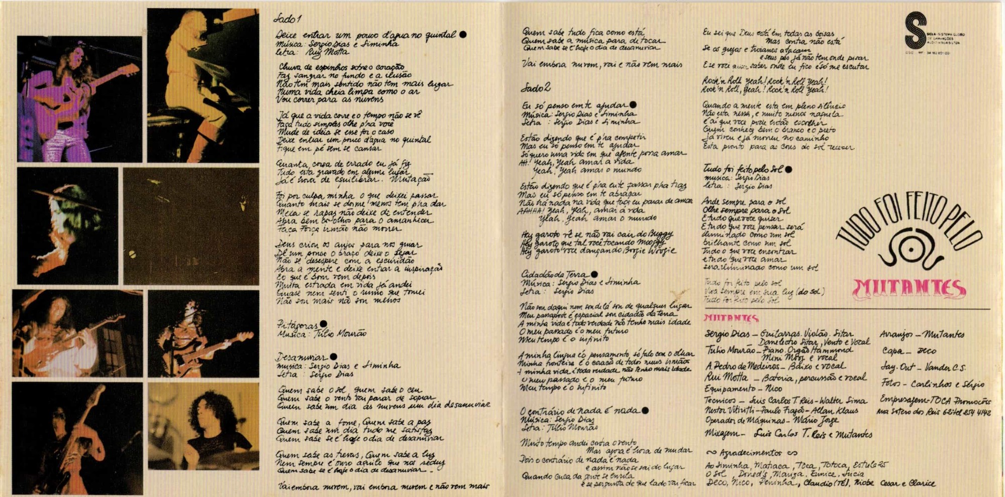 Os Mutantes - Tudo Foi Feito Pelo Sol encarte
