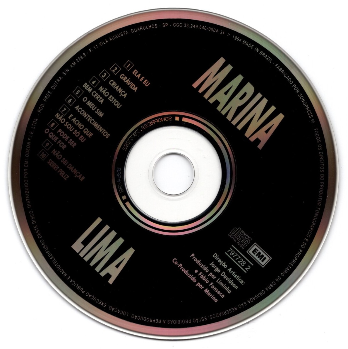 Marina Lima - Marina Lima (1991) encarte