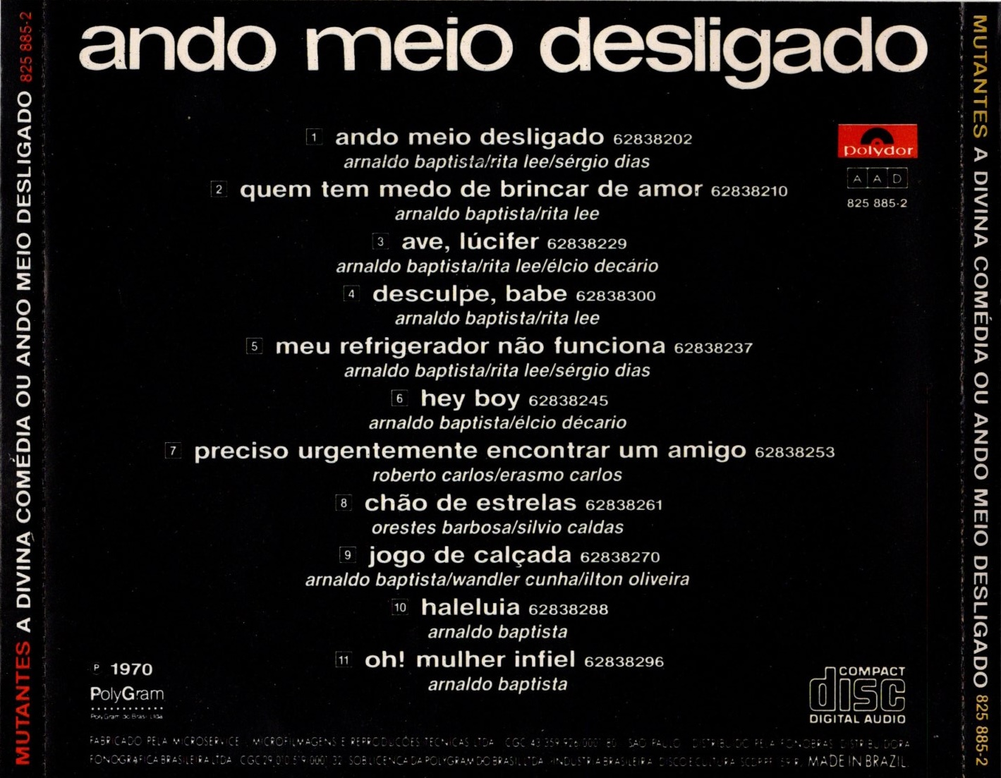 Os Mutantes - A Divina Comédia Ou Ando Meio Desligado encarte