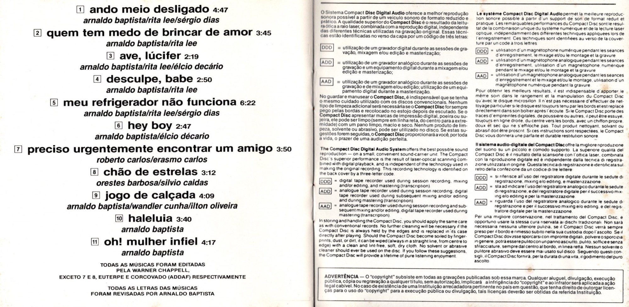 Os Mutantes - A Divina Comédia Ou Ando Meio Desligado encarte