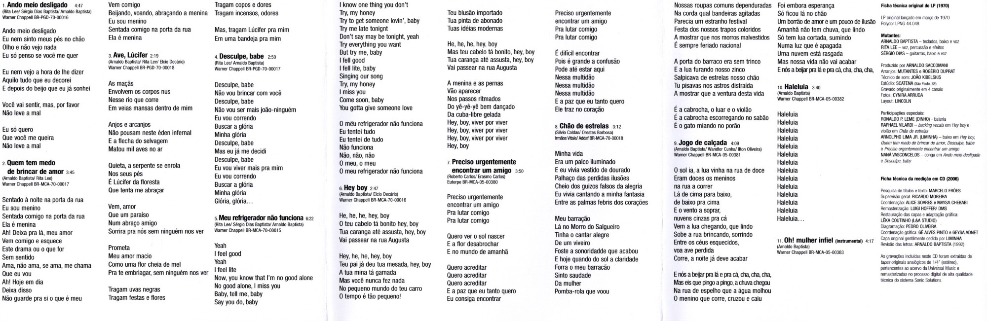Os Mutantes - A Divina Comédia Ou Ando Meio Desligado encarte