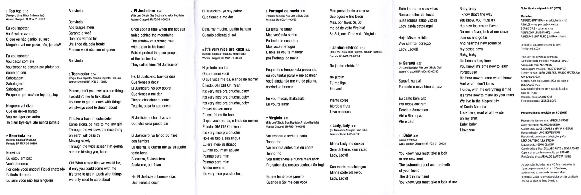 Os Mutantes - Jardim Elétrico encarte