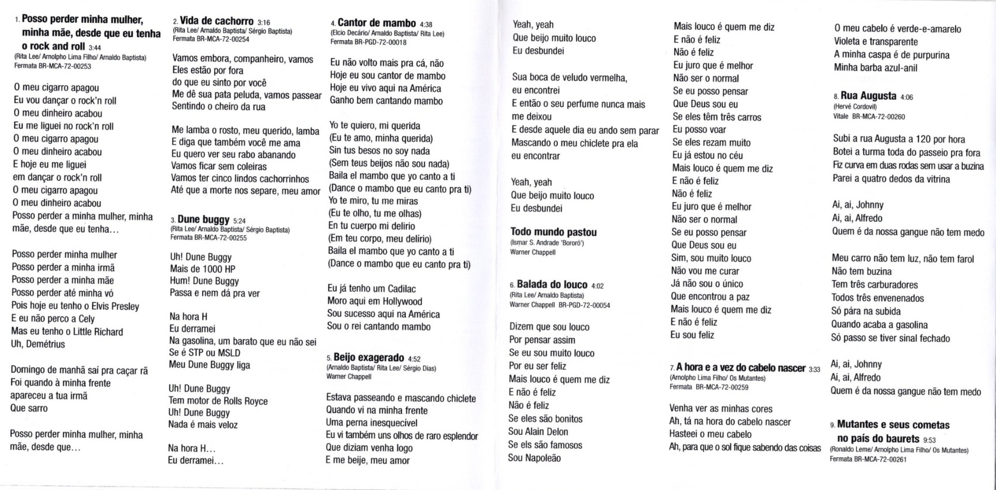 Os Mutantes - Mutantes E Seus Cometas No País Do Baurets encarte