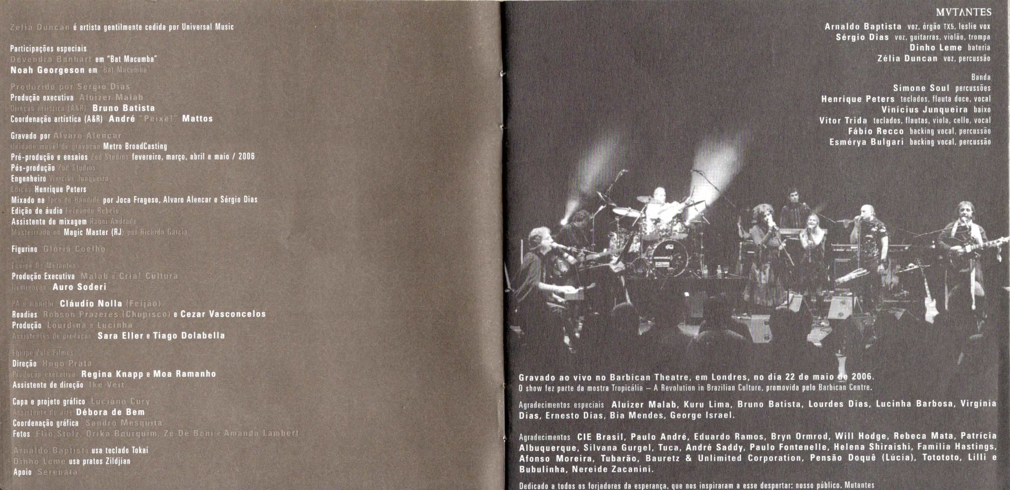 Os Mutantes - Mutantes Ao Vivo - Barbican Theatre, Londres, 2006 encarte