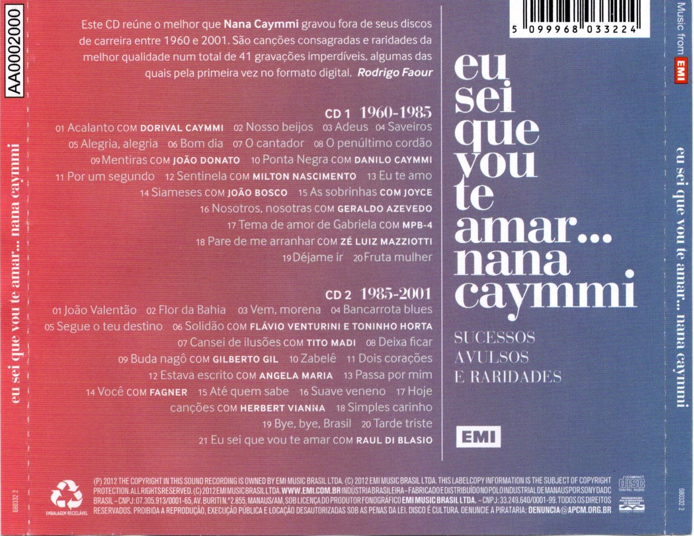 Nana Caymmi - Eu Sei Que Vou Te Amar - Sucessos Avulsos e Raridades encarte