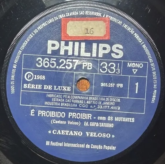 Caetano Veloso - É Proibido Proibir / Ambiente de Festival encarte