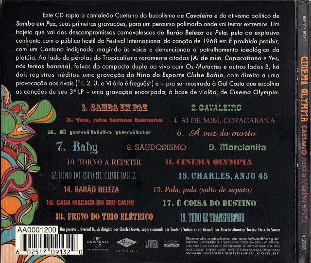 Caetano Veloso - É Proibido Proibir / Ambiente de Festival (Ao Vivo) encarte