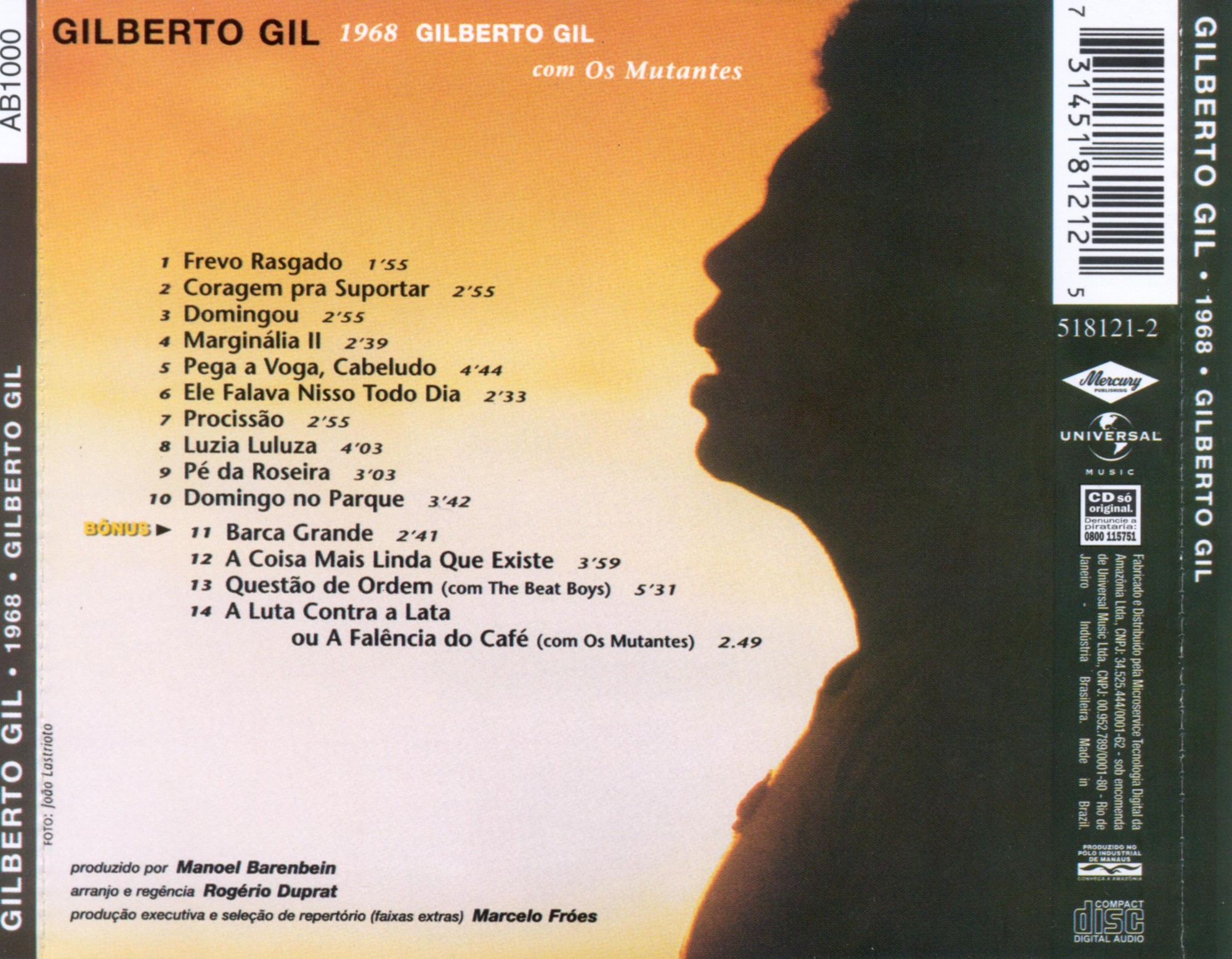 Gilberto Gil - Gilberto Gil (1968) encarte