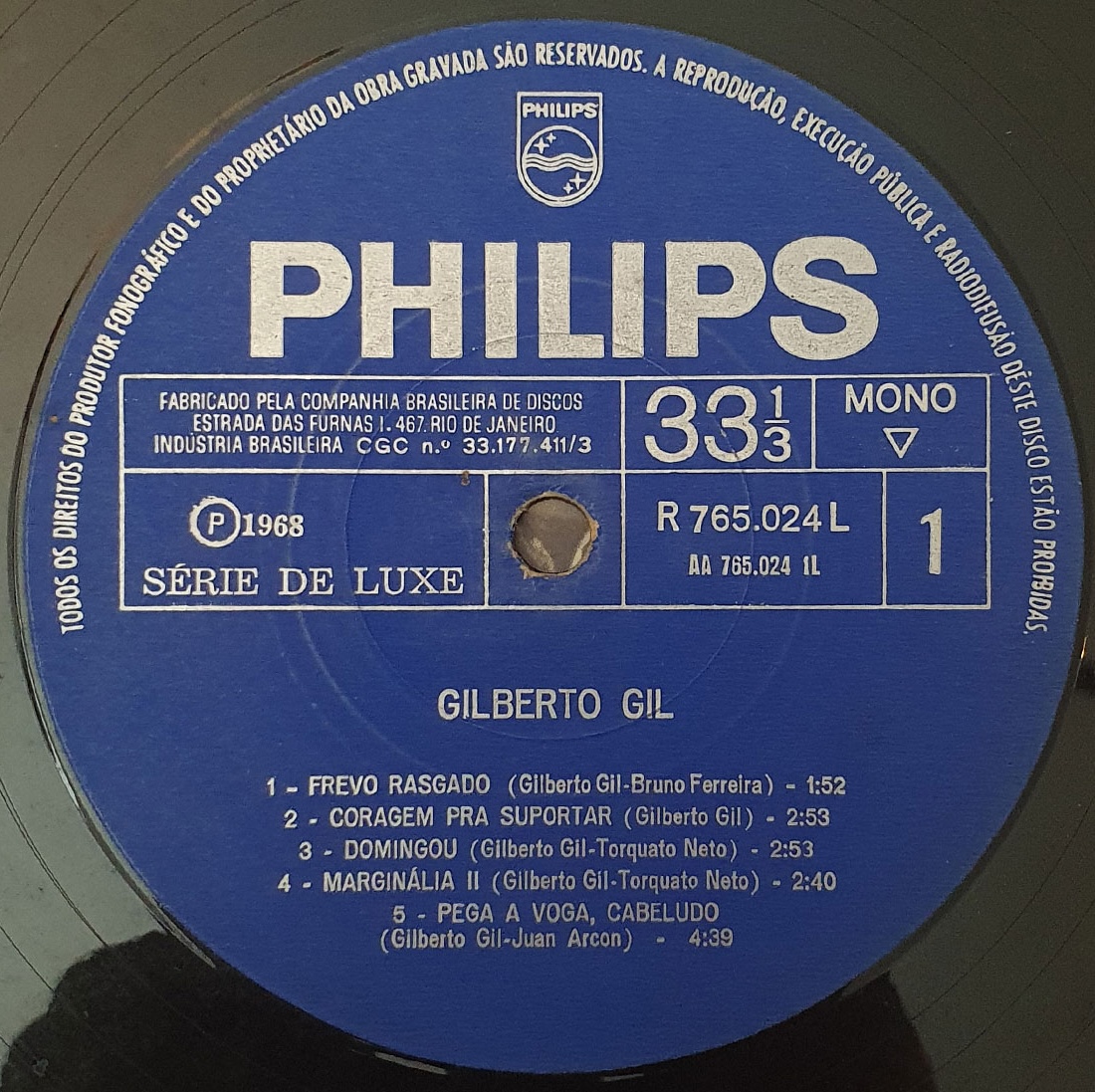 Gilberto Gil - Gilberto Gil (1968) encarte