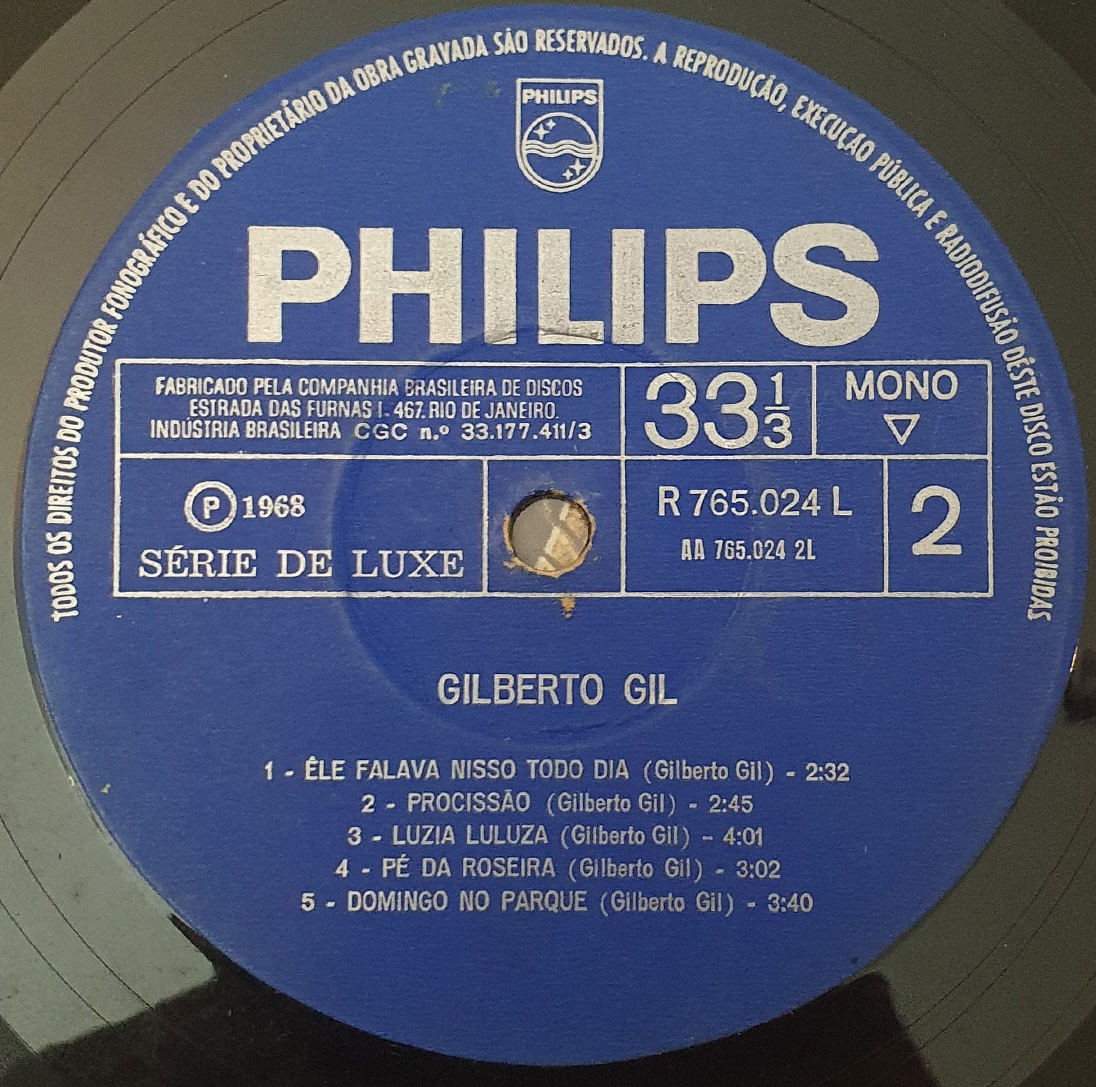 Gilberto Gil - Gilberto Gil (1968) encarte
