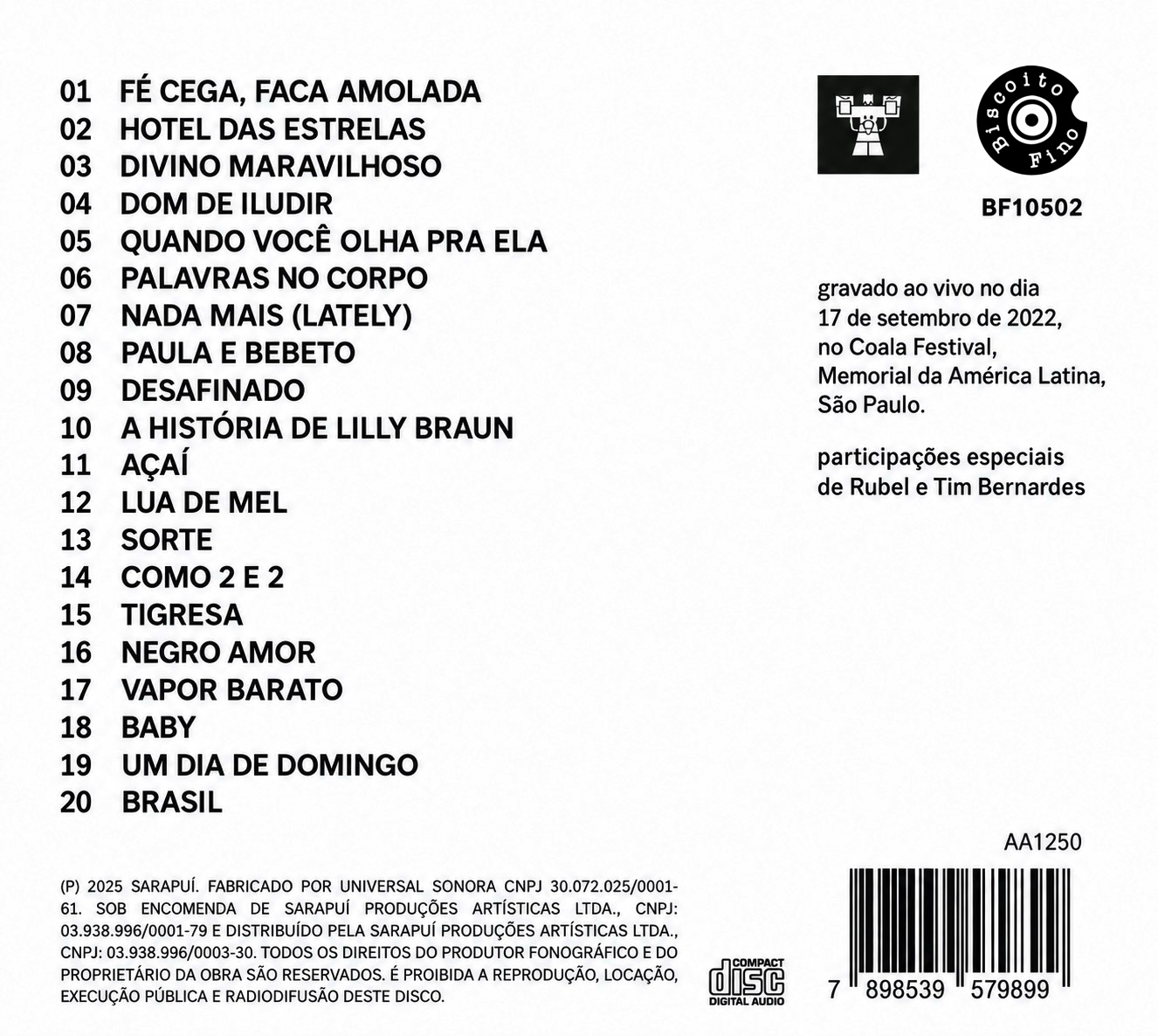Gal Costa - As Várias Pontas de uma Estrela: Ao Vivo no Coala encarte